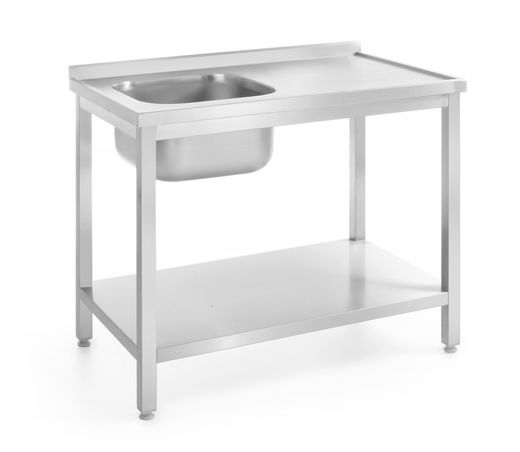Sink table with shelf – bolted, depth 600 mm, HENDI, Profi Line, Left side, 1000x600x(H)850mm 1