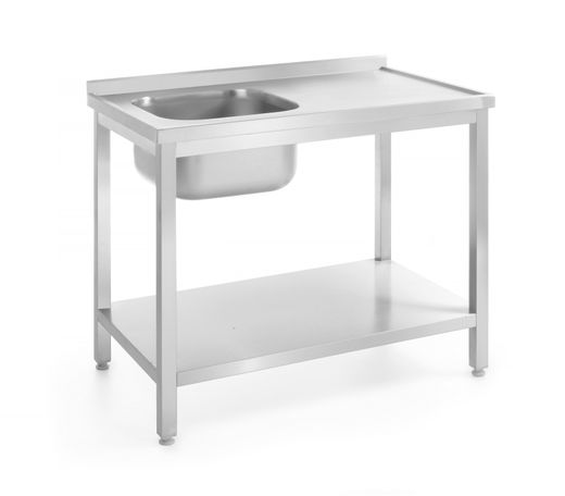 Sink table with shelf – bolted, depth 700 mm, HENDI, Profi Line, Left, 1000x700x(H)850mm 1