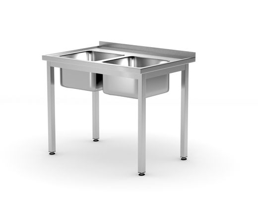 Table with 2 sinks, bolted, HENDI, Profi Line, 1000x600x(H)850mm 1