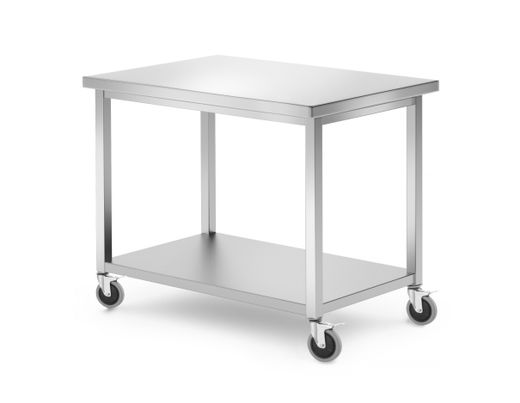 Tavolo mobile, con ripiano - imbullonato, HENDI, Kitchen Line, 1000x700x(H)850mm 1