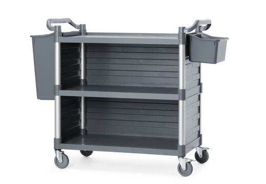 3-shelf polypropylene service cart, large, AmerBox, Includes shelf side panels, 1010x500x(H)960mm 1