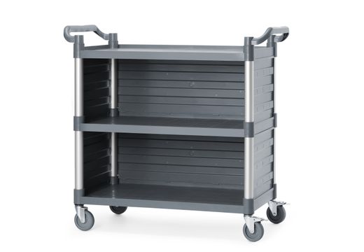 3-shelf polypropylene service cart, large, AmerBox, Includes shelf side panels, 1010x500x(H)960mm 1