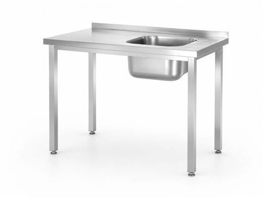 Stôl s drezom, skrutkovaný, HENDI, Kitchen Line, umývacia vaňa na pravej strane, 800x600x(H)850mm 1