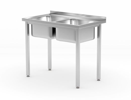 Galds ar 2 izlietnēm – skrūvējams, HENDI, Kitchen Line, divas izlietnes, 1000x600x(H)850mm 1