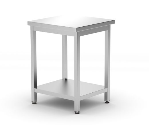 Tavolo centrale con ripiano – bullonato, profondità 600 mm, HENDI, Kitchen Line, 600x600x(H)850mm 1