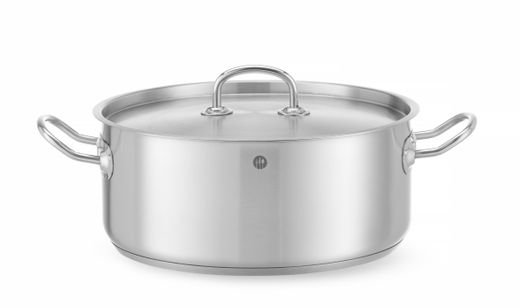Stew pot low - with lid, HENDI, Kitchen Line, 7,3L, ⌀280x(H)120mm 1
