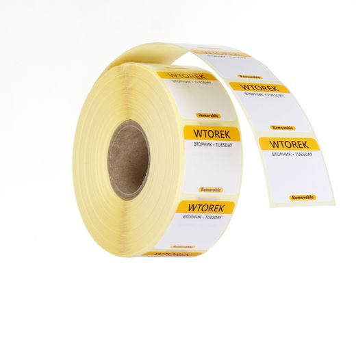 Etykiety Food Safety na każdy dzień tygodnia – wielorazowe, HENDI, Wtorek, żółty, 1000 szt., 25x25mm 2