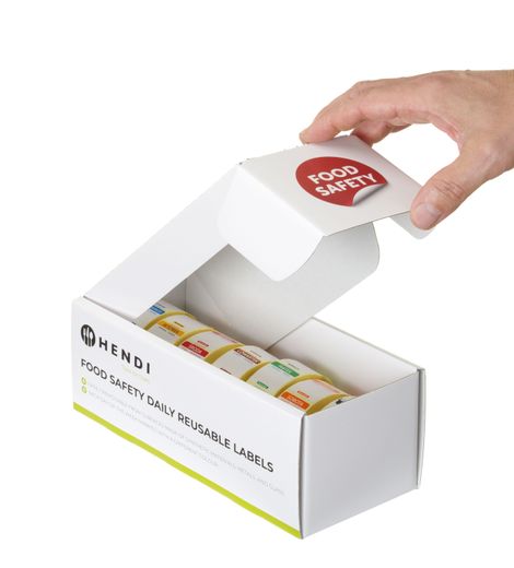 Zestaw etykiet wielorazowych Food Safety na każdy dzień tygodnia z podajnikiem, HENDI, 240x80x(H)100mm 1