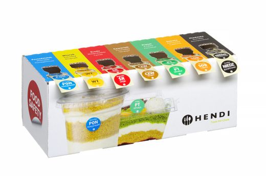 Zestaw etykiet jednorazowych Food Safety na każdy dzień tygodnia z podajnikiem - RO, BG, EN, HENDI, 240x80x(H)100mm 1