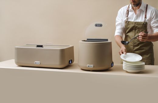 Chafing dish UNIQ, HENDI, designed by Robert Bronwasser, GN 1/1, Beis, 220-240V/700W, 607x402x(H)245mm 1