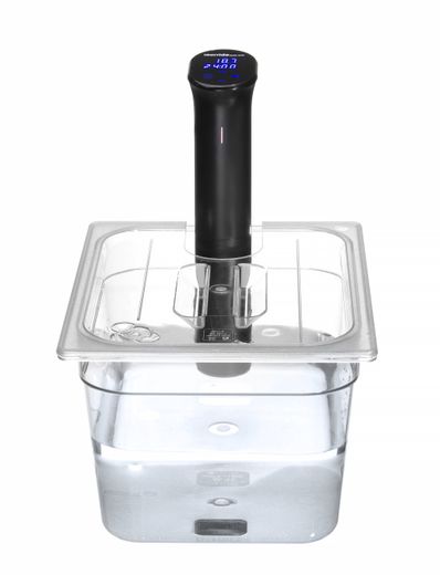 Lid for GN containers with sous vide stick recess, HENDI, GN 1/2, Transparent, 265x325mm 1