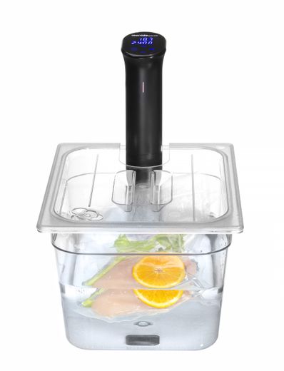 Lid for GN containers with sous vide stick recess, HENDI, GN 1/2, Transparent, 265x325mm 1