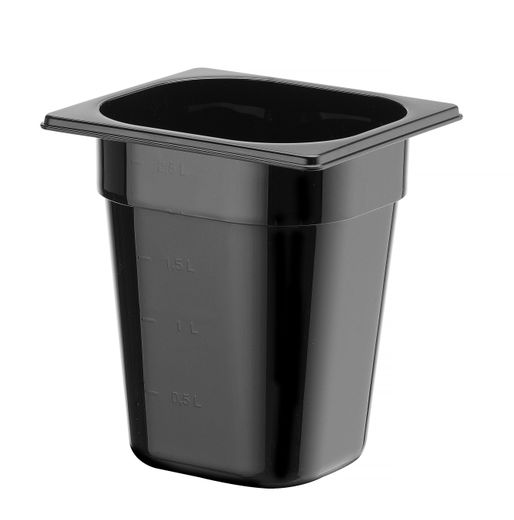 Container GN 1/6 black polycarbonate, HENDI, Profi Line, GN 1/6, 3,4L, Black, 176x162x(H)200mm 1
