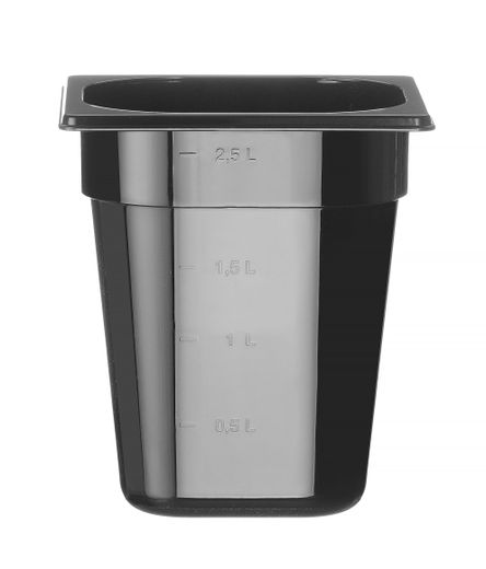 Container GN 1/6 black polycarbonate, HENDI, Profi Line, GN 1/6, 3,4L, Black, 176x162x(H)200mm 1