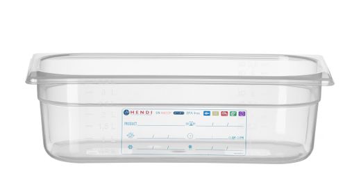 Cubeta Gastronorm 1/3, HENDI, GN 1/3, 4L, Transparente, 325x176x(H)100mm 1