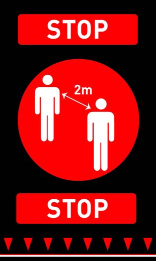 “Keep your distance” safety floor mat, HENDI, 900xmm 1