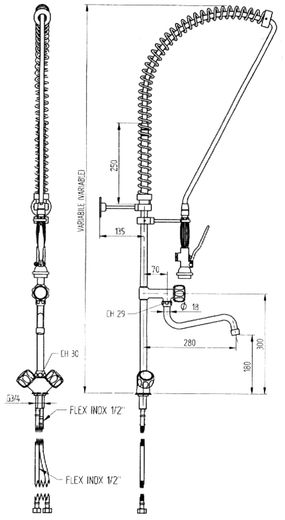 Tap with pull out rinser, HENDI 1