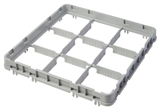Half drop rack extender 500x500 mm grey, E2 model., Cambro, number of compartments: 9 (3x3), compartment dimensions: 150x150 mm, Light grey, 499x499x(H)51mm 1