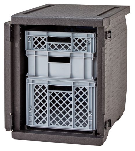 Professional grade insulated carrier Cam GoBox, front-loaded, for 600x400 mm containers, without guides., Cambro, 155 L, without guides, 155L, Black, 770x540x(H)687mm 1