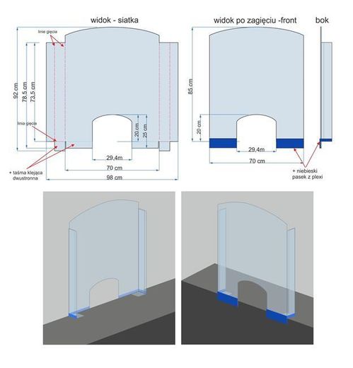 Plexiglas screen., HENDI, Transparent, 850x700mm 1