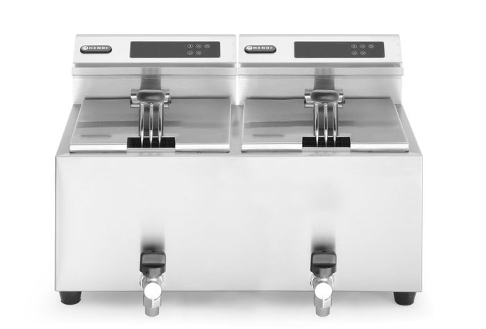 Deep fryer Profi Line with drain tap digital - 2 x 8 l - HENDI Tools for  Chefs