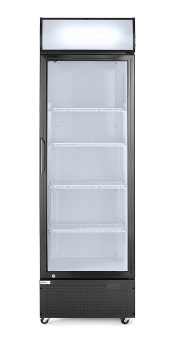 Eintüriger Kühlschrank mit hinterer Bar und hinterleuchteter Blende,