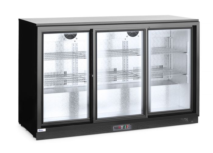 Back bar refrigerator with triple sliding doors - HENDI Tools for Chefs