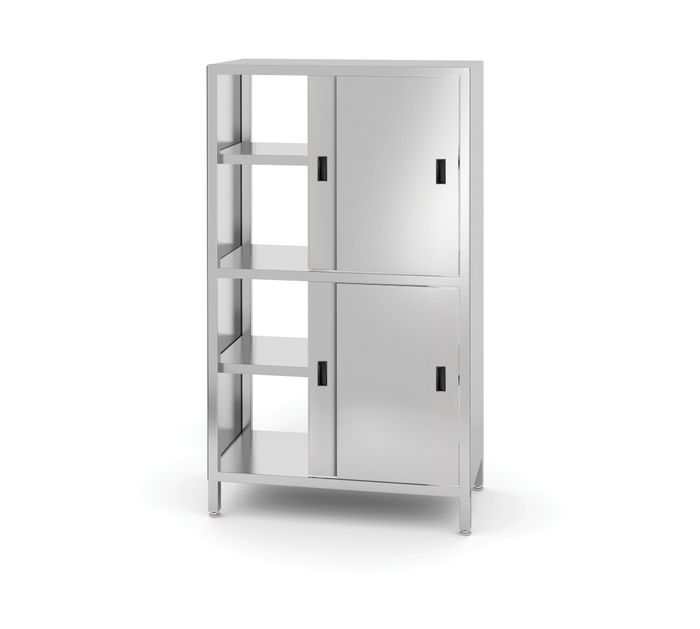Pass-through cupboard with partition and sliding doors – bolted