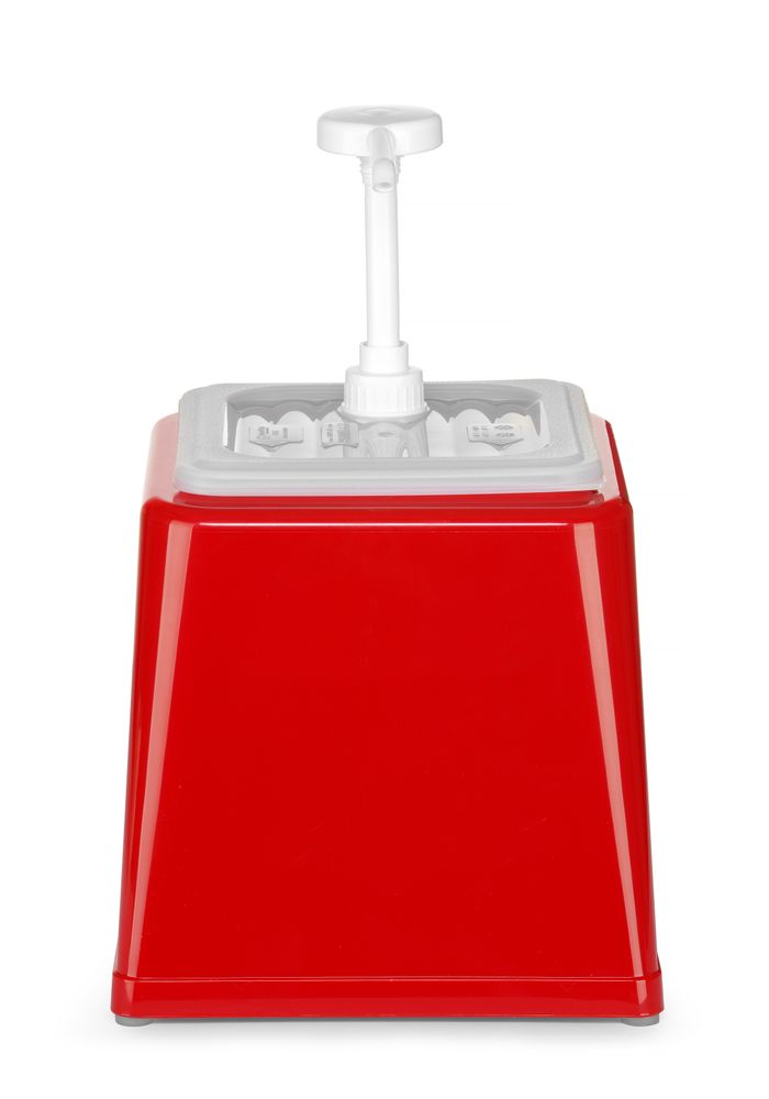 Sauce dispenser with pump, HENDI, 2,5L, Red, 230x210x(H)250mm