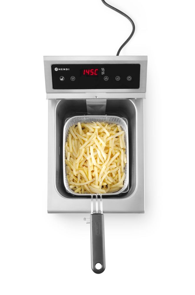 Friteuse à induction avec robinet de vidange - 8 l, HENDI, 8L, Gris clair, 230V/3500W, 288x619x(H)408mm