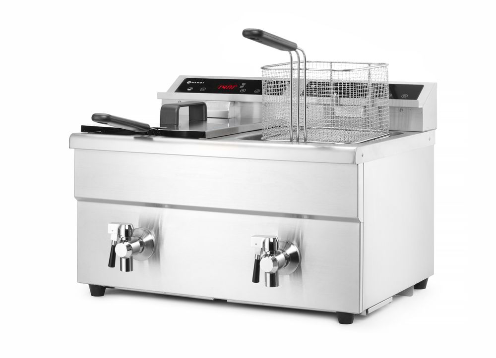 Friteuse à induction avec robinet de vidange - 2 x 8 l, HENDI, Profi Line, 16L, 230V/7000W, 577x609x(H)410mm