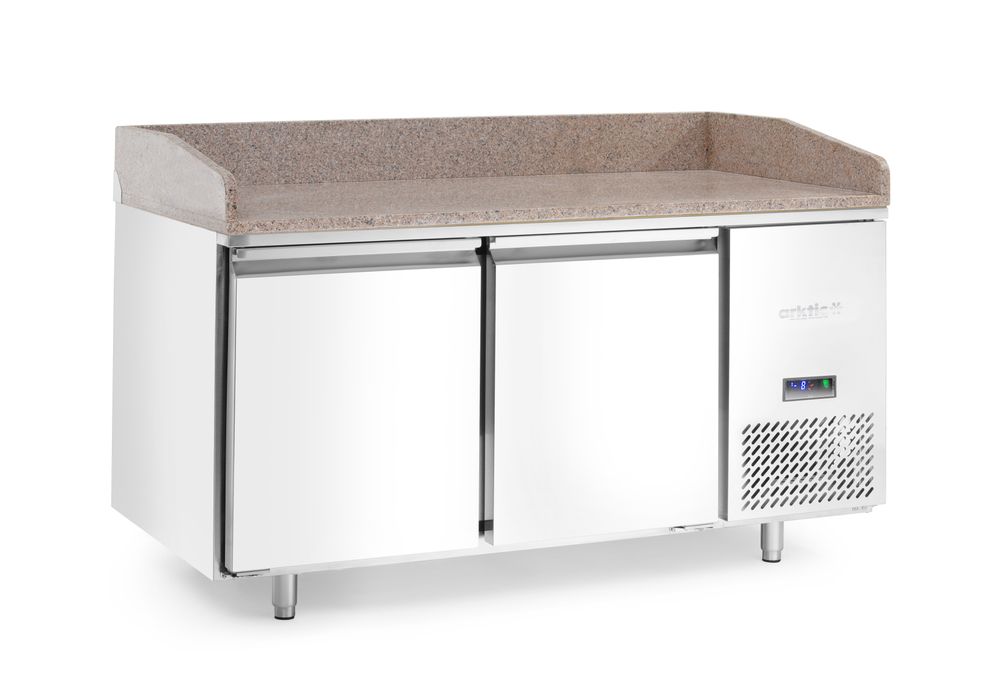 Pizzakoelwerkbank met granieten werkblad, 2-deurs