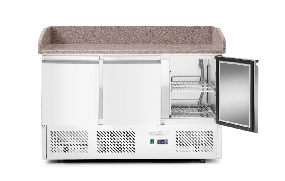 Pizzawerkbank met 3 deuren en koelvitrine 380+40L