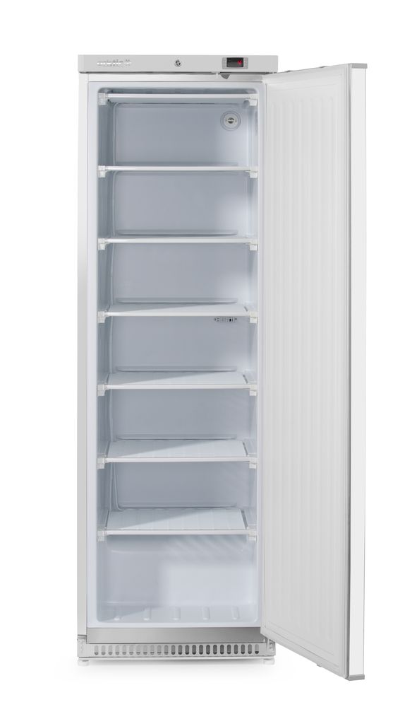 Vrieskast met roestvaststalen behuizing.