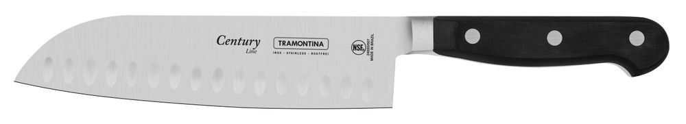 Century Santoku knife for chopping and mincing, Tramontina, Black, (L)390mm