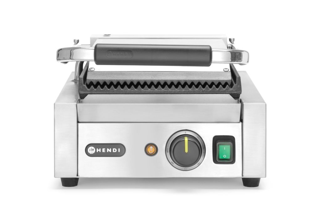 Contact grill – single version, ribbed top and bottom, 230V/1800W, 310x370x(H)210mm