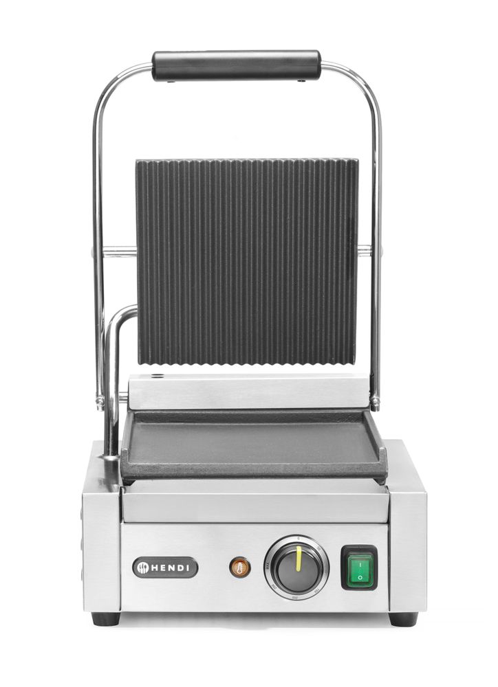 Contact grill – single version, ribbed top and smooth bottom, 230V/1800W, 310x370x(H)210mm