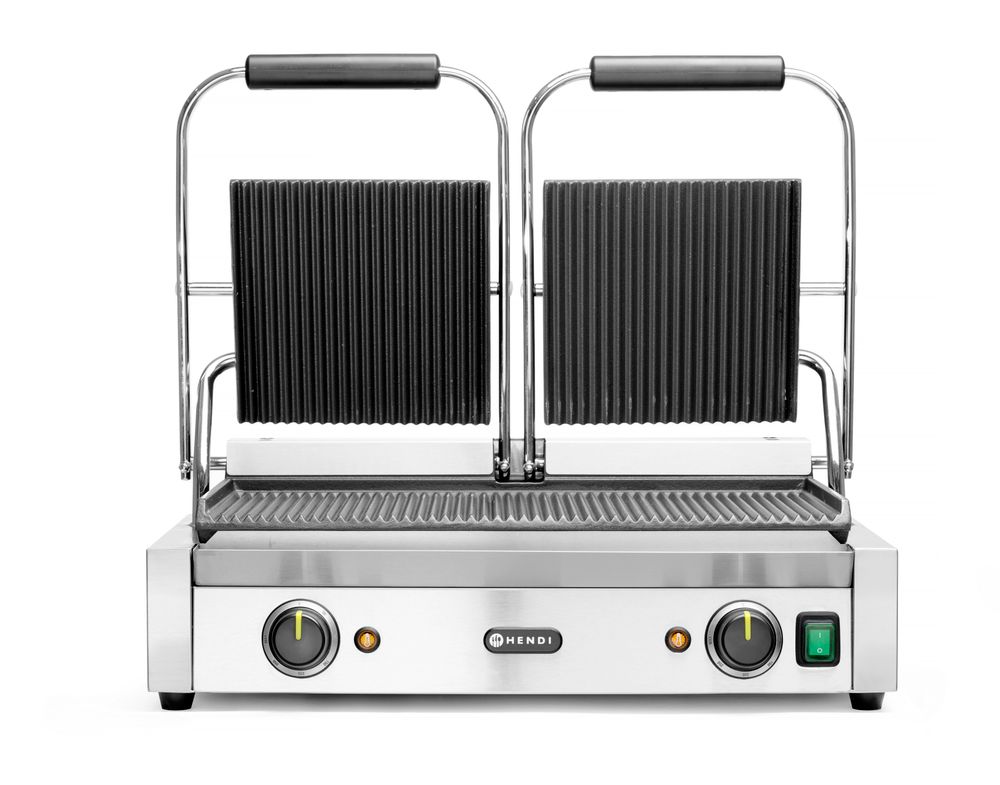 Contact grill - double grill ribbed top and bottom, 230V/3600W, 570x370x(H)210mm