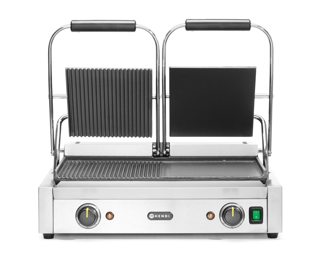 Contact grill - double version, half smooth, half ribbed, 230V/3600W, 570x370x(H)210mm