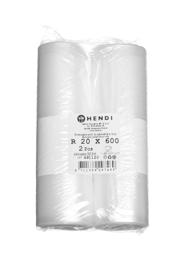 HENDI | Vroubkované sáčky pro uchovávání výrobků, do lamelových baliček, komplet 2 rolí, 2 ks, 200x6000mm