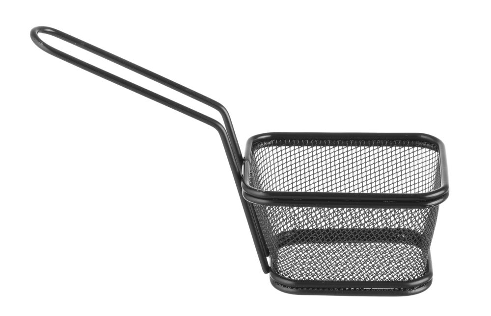 Servírovací mini fritovací košík stohovatelný černý, HENDI, 105x90x(H)60mm
