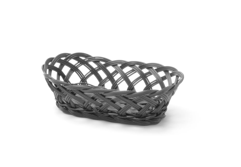 Baskets with woven sides, HENDI, oval, Black, 225x130x(H)55mm