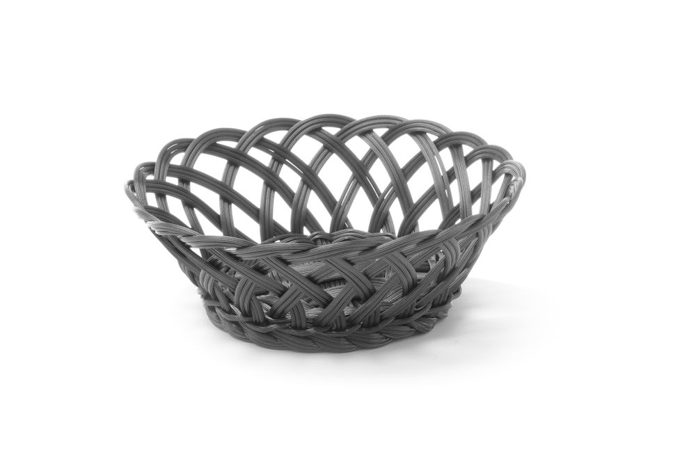 Baskets with woven sides, HENDI, round, Black, 200x200x(H)65mm