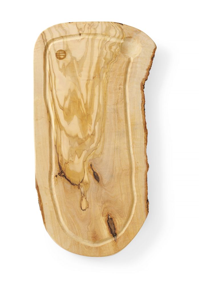 Servírovací prkénko z olivového dřeva s drážkou, HENDI, 400x250x(H)18mm