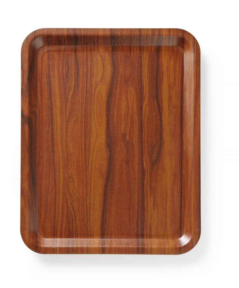 Serving tray, rectangular, non-slip, laminated, HENDI, Mahogany, 460x360mm