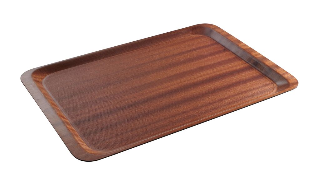Serving tray, rectangular, non-slip, laminated, HENDI, Euronorm, Mahogany, 370x530mm