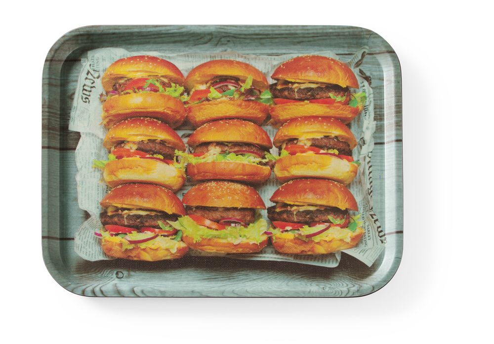 Non-slip serving tray, printed, HENDI, burger, 330x430mm