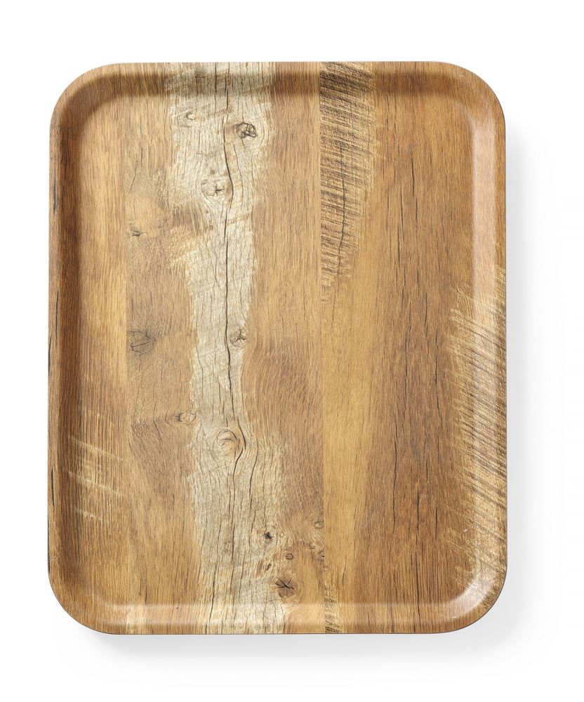 Serving tray with melamine laminate, non slip, with wood design, HENDI, Wood, 330x430mm