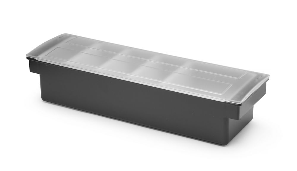 Boîte à ingrédients - 5 bacs, BarUp, Noir, 480x150x(H)100mm