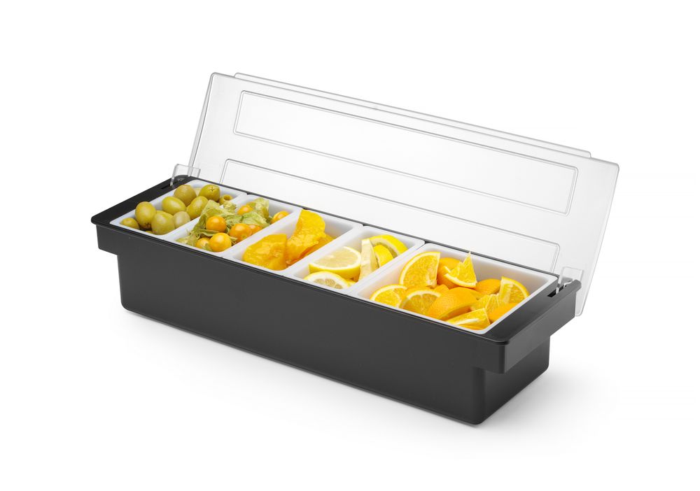 Boîte à ingrédients - 5 bacs, BarUp, Noir, 480x150x(H)100mm